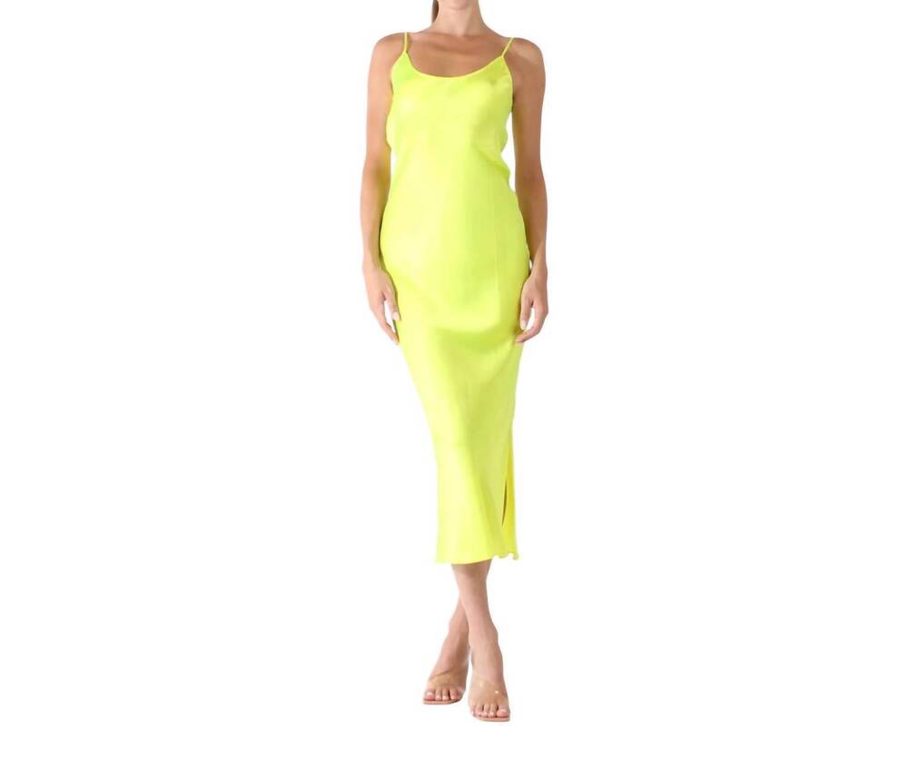 NEW MOTHER OF ALL kelly silk maxi dress in bright yellow